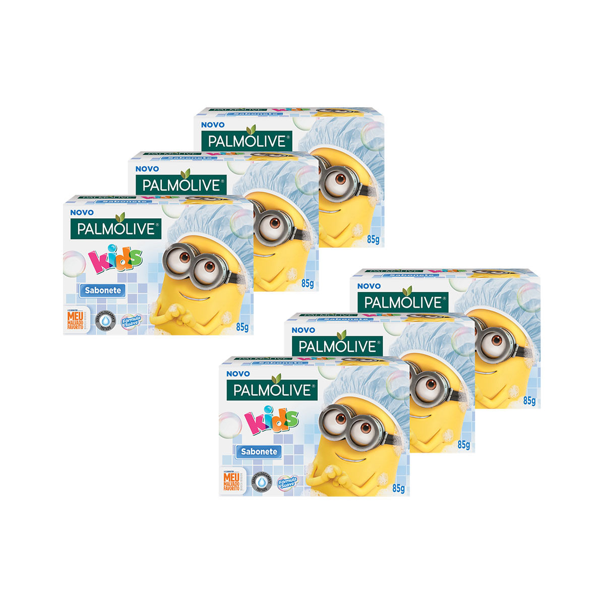 Kit Sabonete em Barra Infantil Palmolive Kids Minions 85g cada 6 Unidades