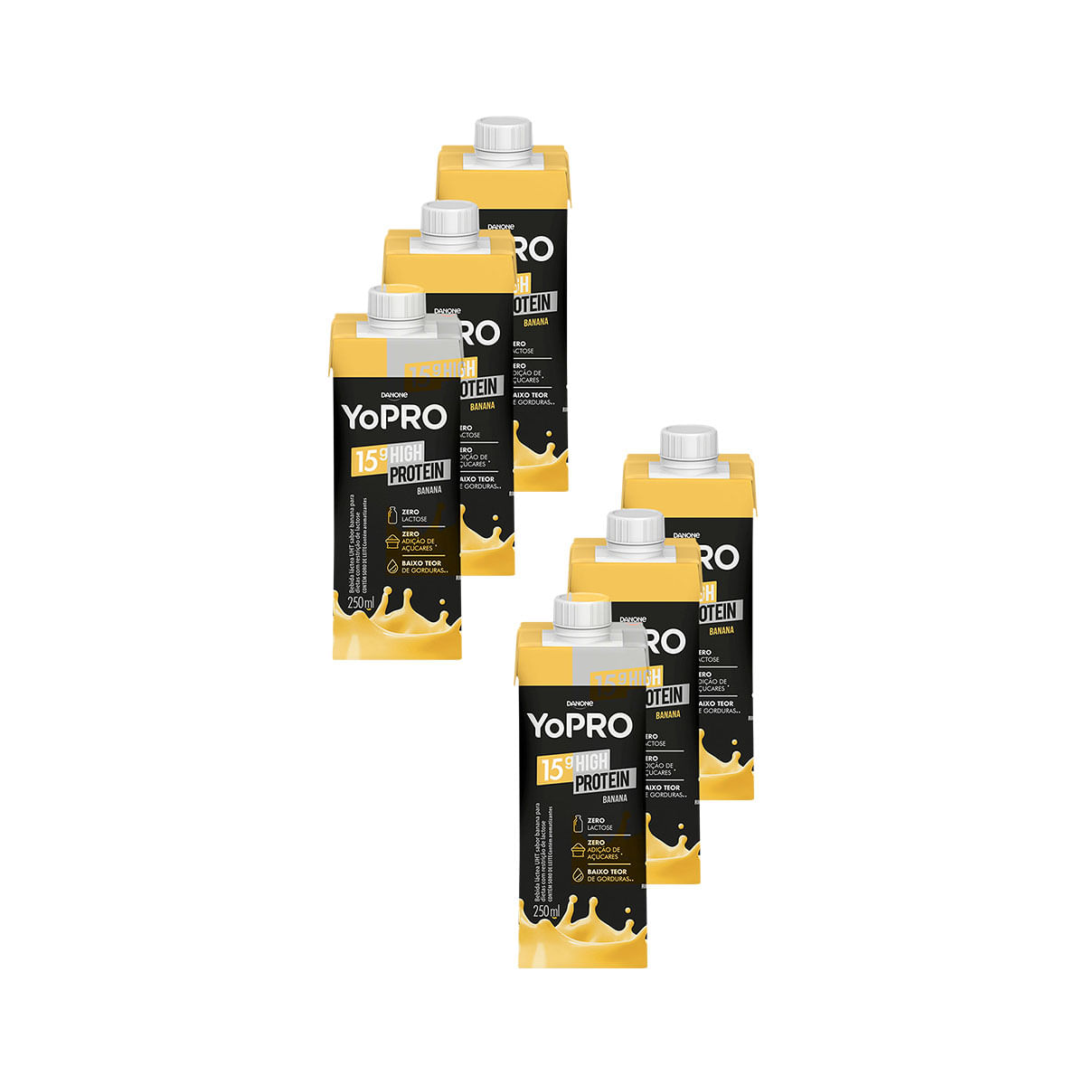 Pack Bebida Láctea Yopro Banana 250ml  - 6 Unidades