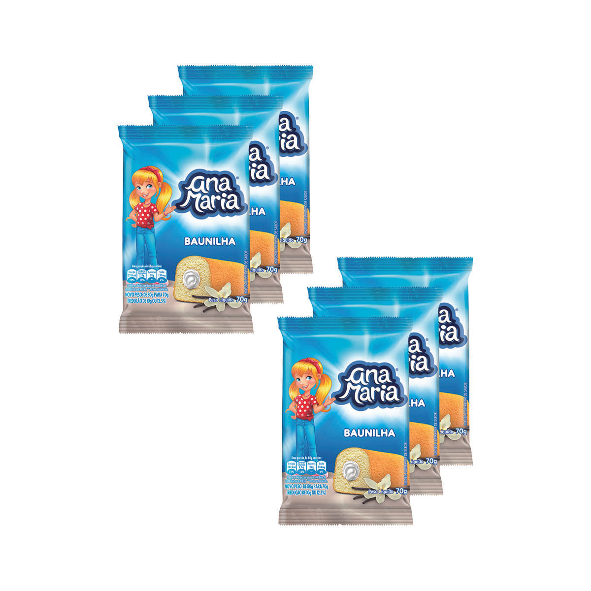 Pack Ana Maria Baunilha 70g - 6 Unidades