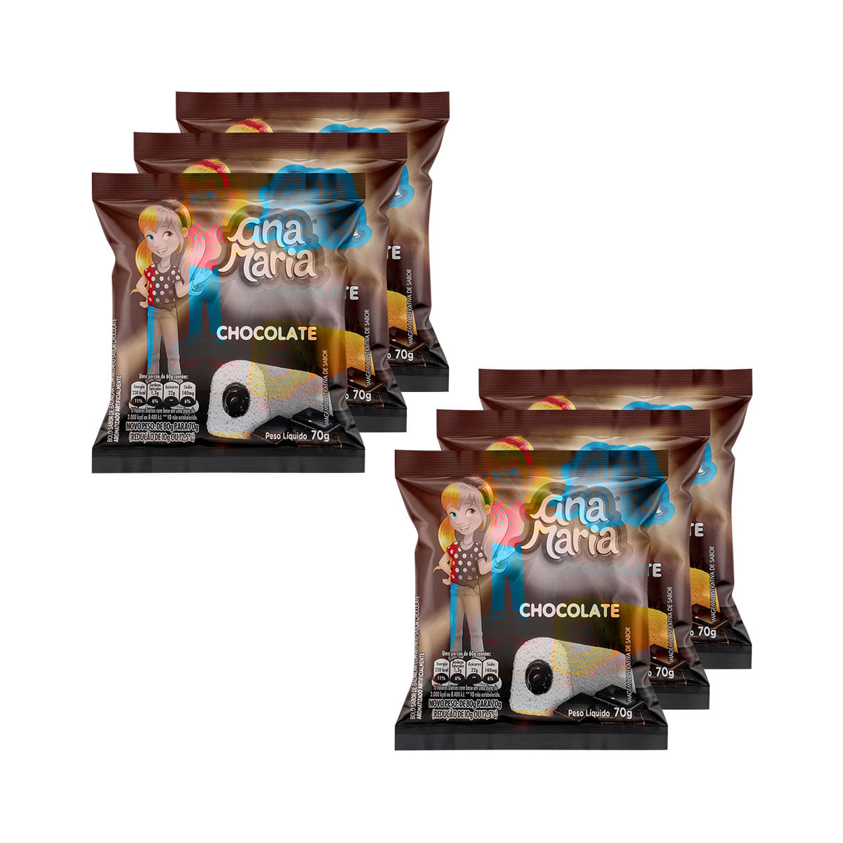 Pack Ana Maria Chocolate 70g - 6 Unidades