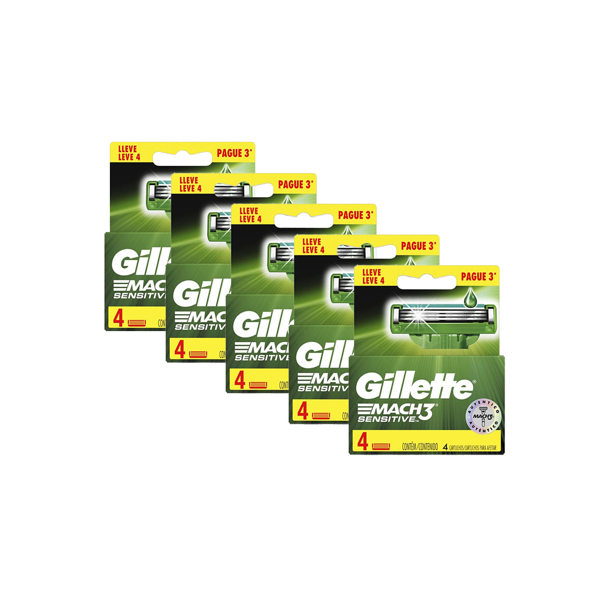 Kit com 20 Cargas para Aparelho de Barbear Gillette Mach3 Sensitive