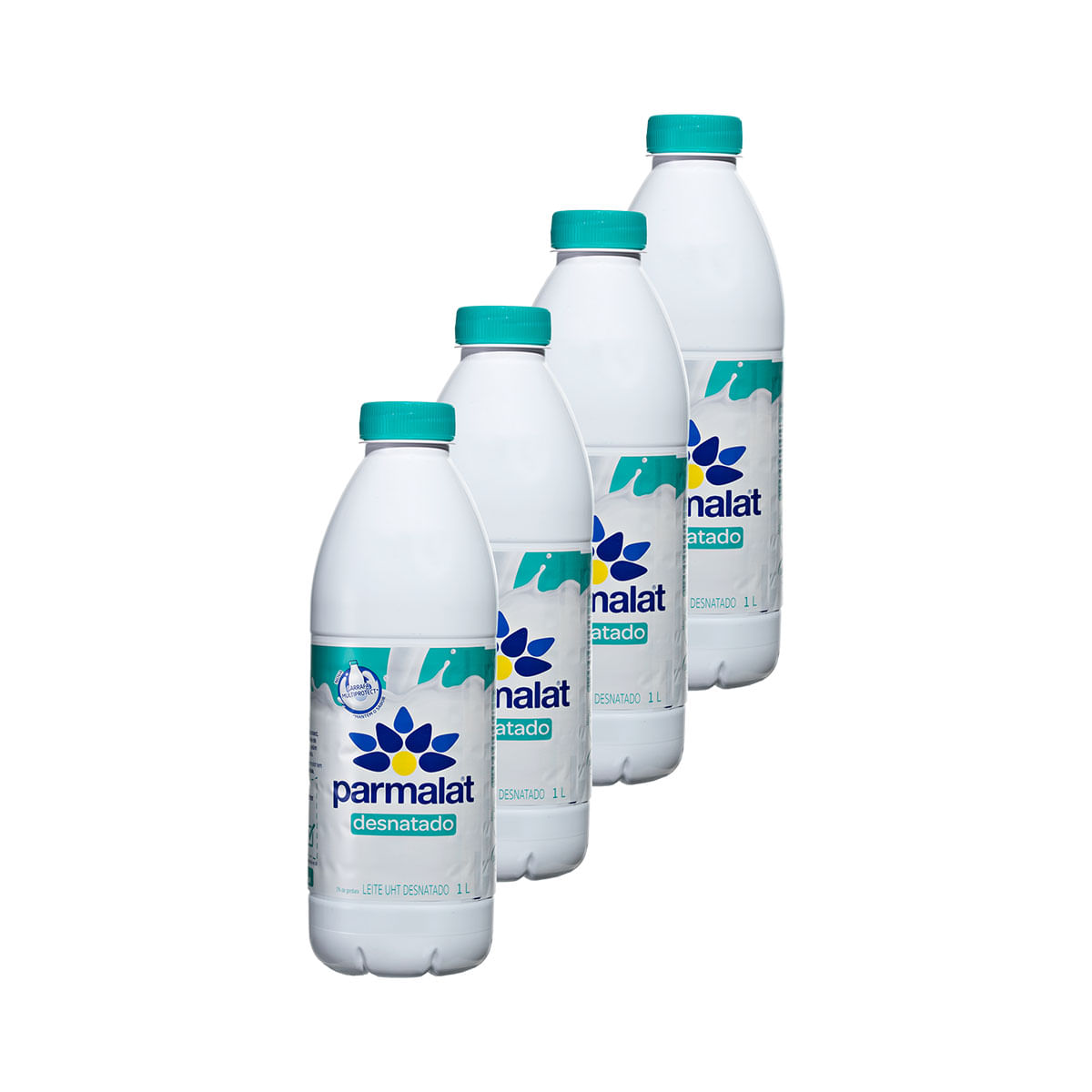 Pack Leite UHT Desnatado Parmalat Garrafa 1 Litro - 4 Unidades
