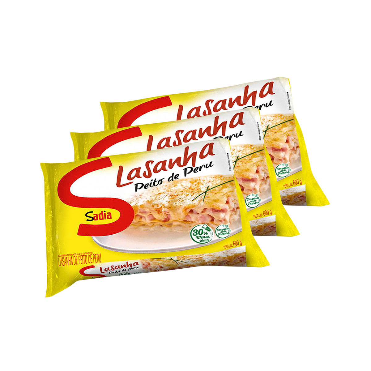 Pack Lasanha Peito de Peru Sadia 600g - 3 Unidades