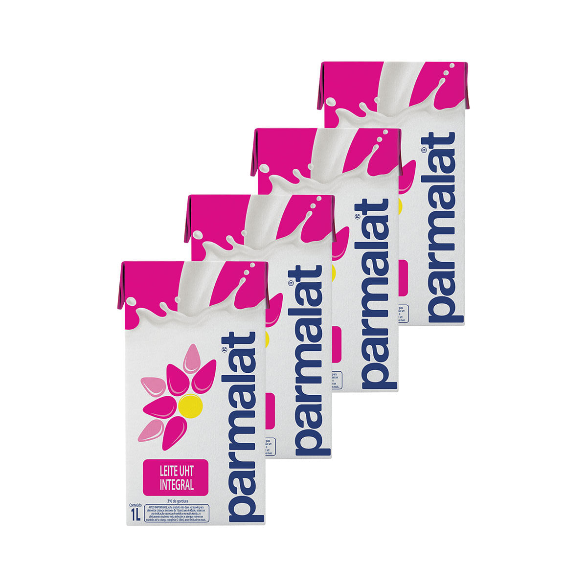 Pack Leite Integral UHT Tipo A Parmalat 1 Litro - 4 Unidades