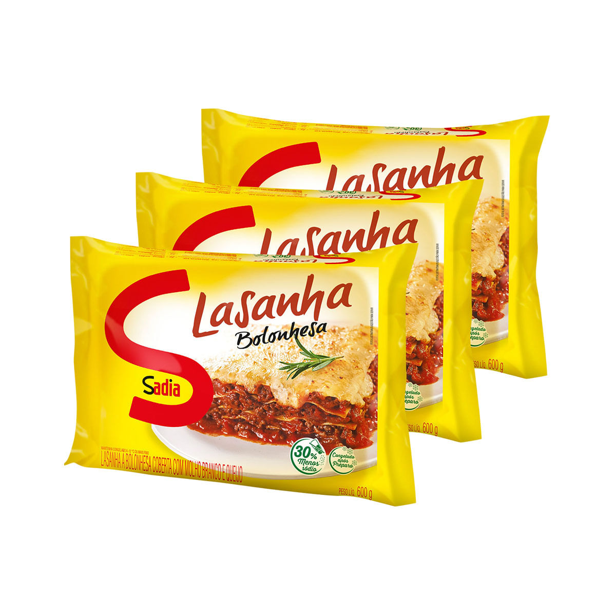 Pack Lasanha à Bolonhesa com Molho Vermelho Sadia 600g - 3 Unidades