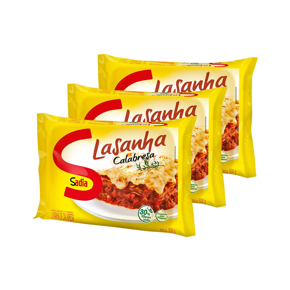 Pack Lasanha de Calabresa com Molho Vermelho Sadia 600g - 3 Unidades