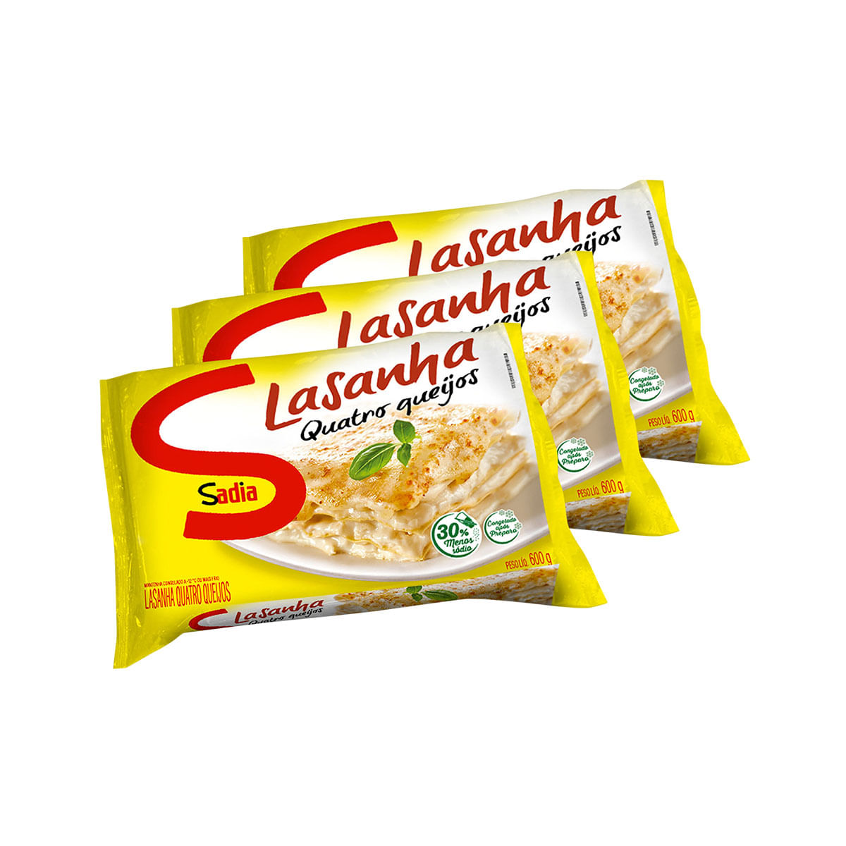 Pack Lasanha Quatro Queijos Sadia 600g - 3 Unidades