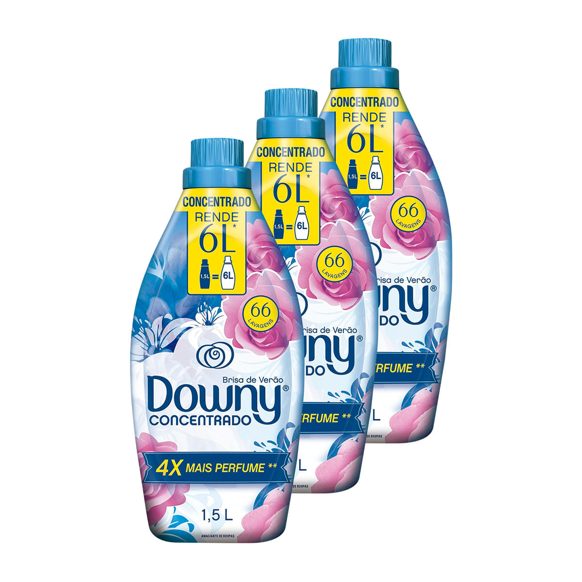 Amaciante Downy Concentrado Brisa de Verão 1,5 Litros - 3 Unidades