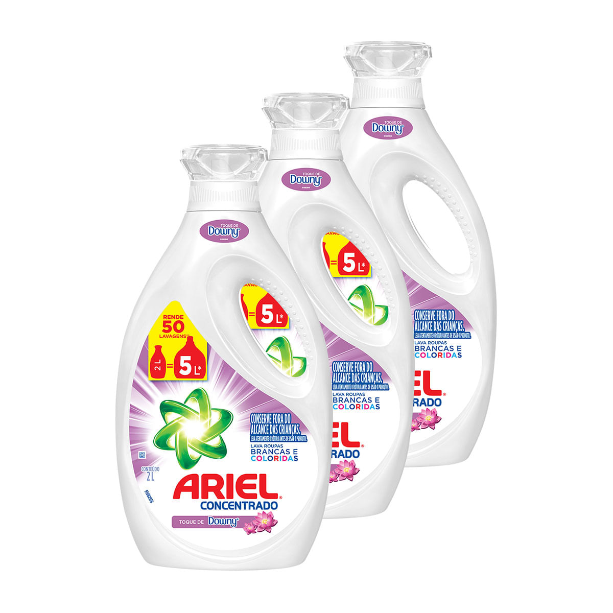 Sabão Líquido Ariel Concentrado Toque de Downy 2L - 3 Unidades