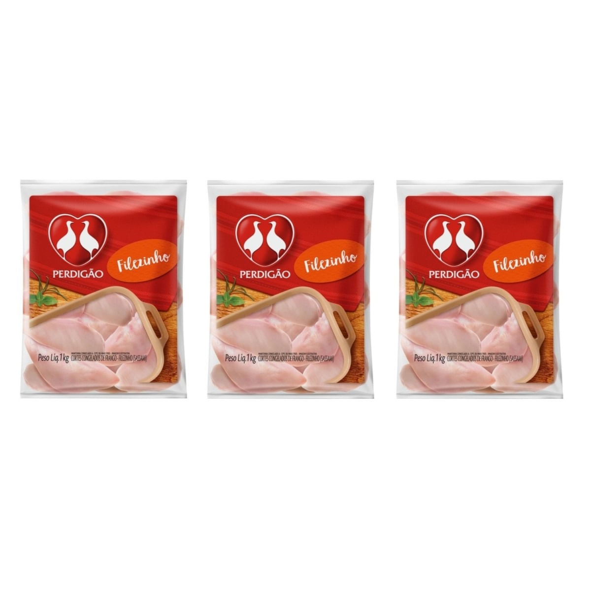 3 Unidades de Filé de Peito de Frango Congelado sem Osso Perdigão 1Kg - Sassami