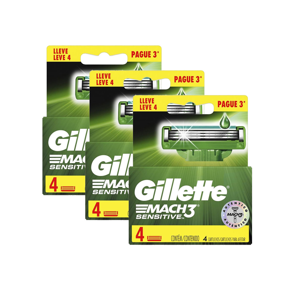 Kit com 12 Cargas para Aparelho de Barbear Gillette Mach3 Sensitive