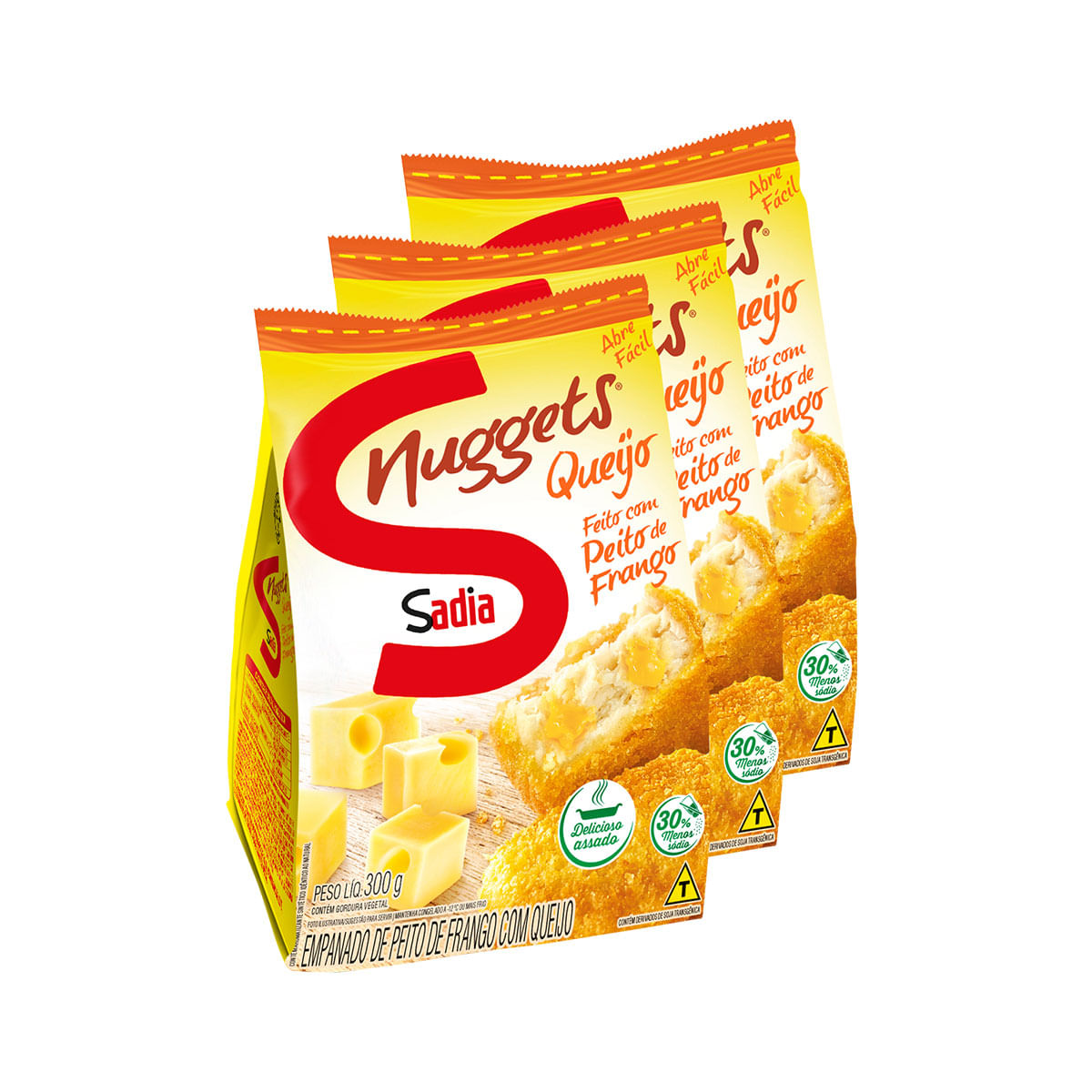 Pack Nuggets de Frango com Queijo Sadia 300g - 3 Unidades