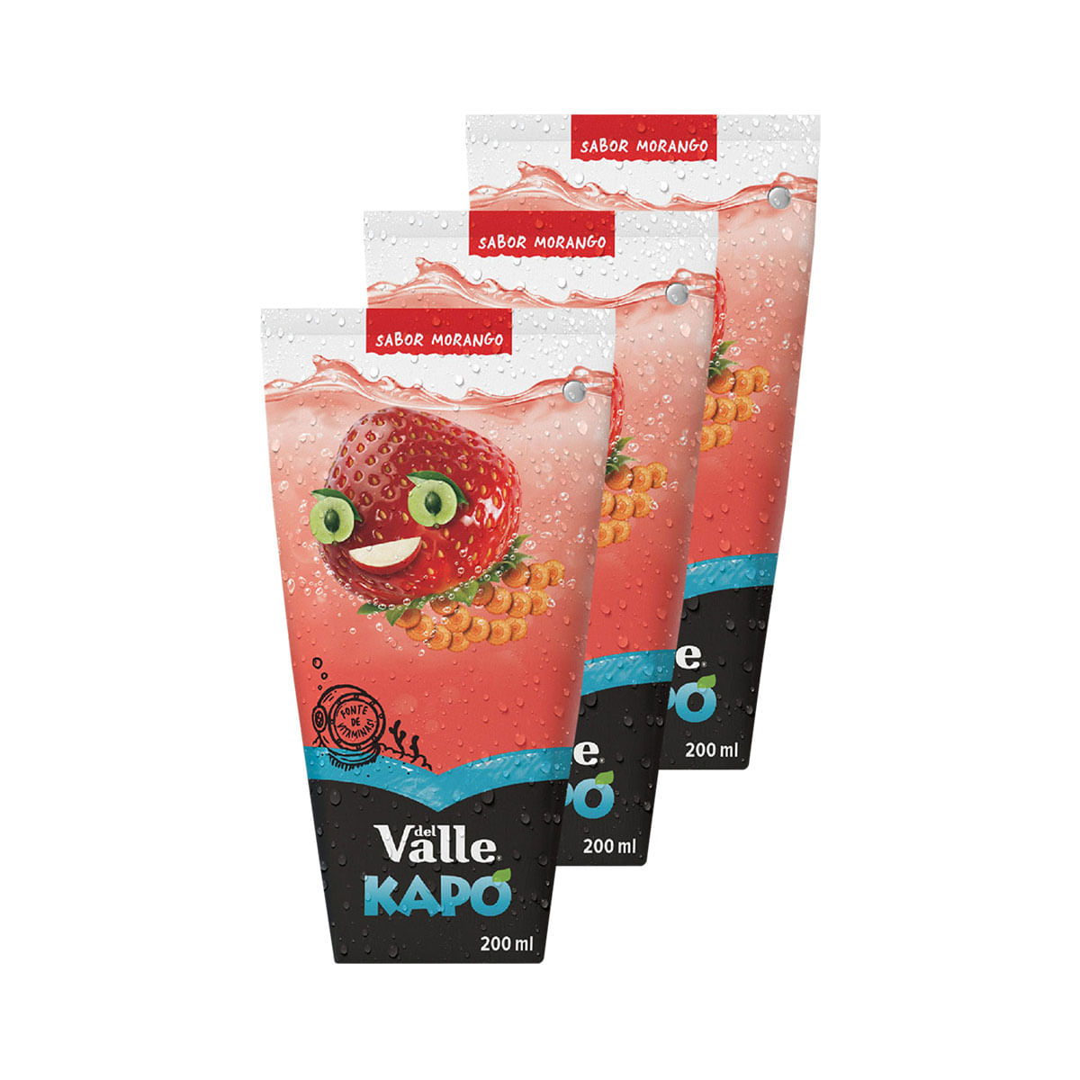 Bebida Mista Kapo Morango 200ml - 3 Unidades