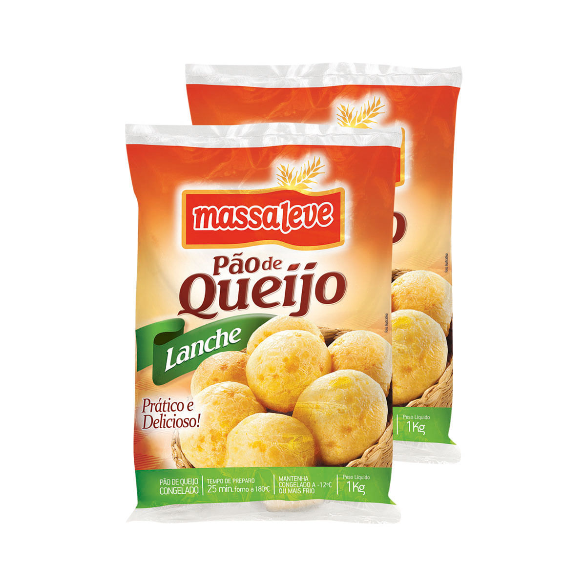 Pack Pão de Queijo Lanche Massa Leve 1Kg  - 2 Unidades