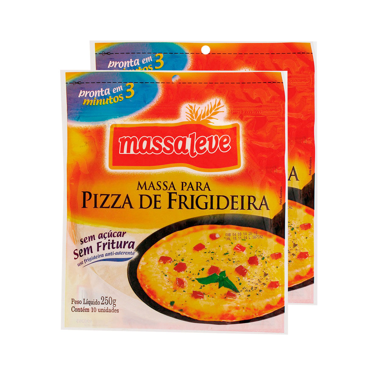 Pack Pizza de Frigideira Integral Massa Leve 250g - 2 Unidades