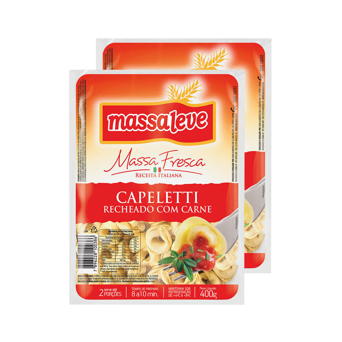 Pack Capeletti de Carne Massa Leve 400g - 2 Unidades