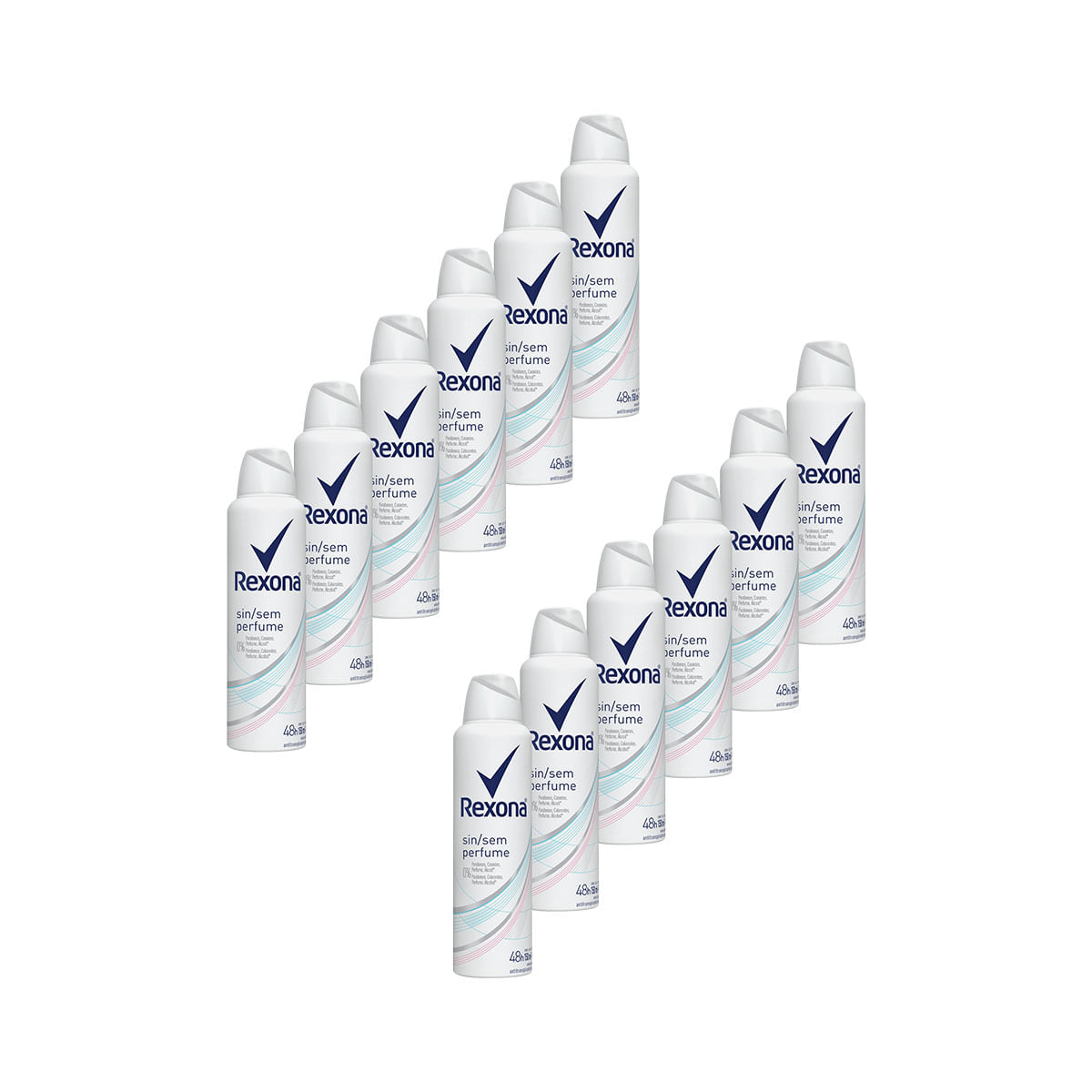 Kit com 12 Desodorantes Aerosol Rexona Motion Sense sem Fragrância Feminino 150ml/90g
