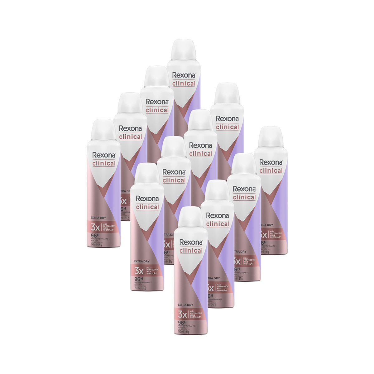 Kit com 12 Desodorantes Rexona Clinical Extra Dry Feminino