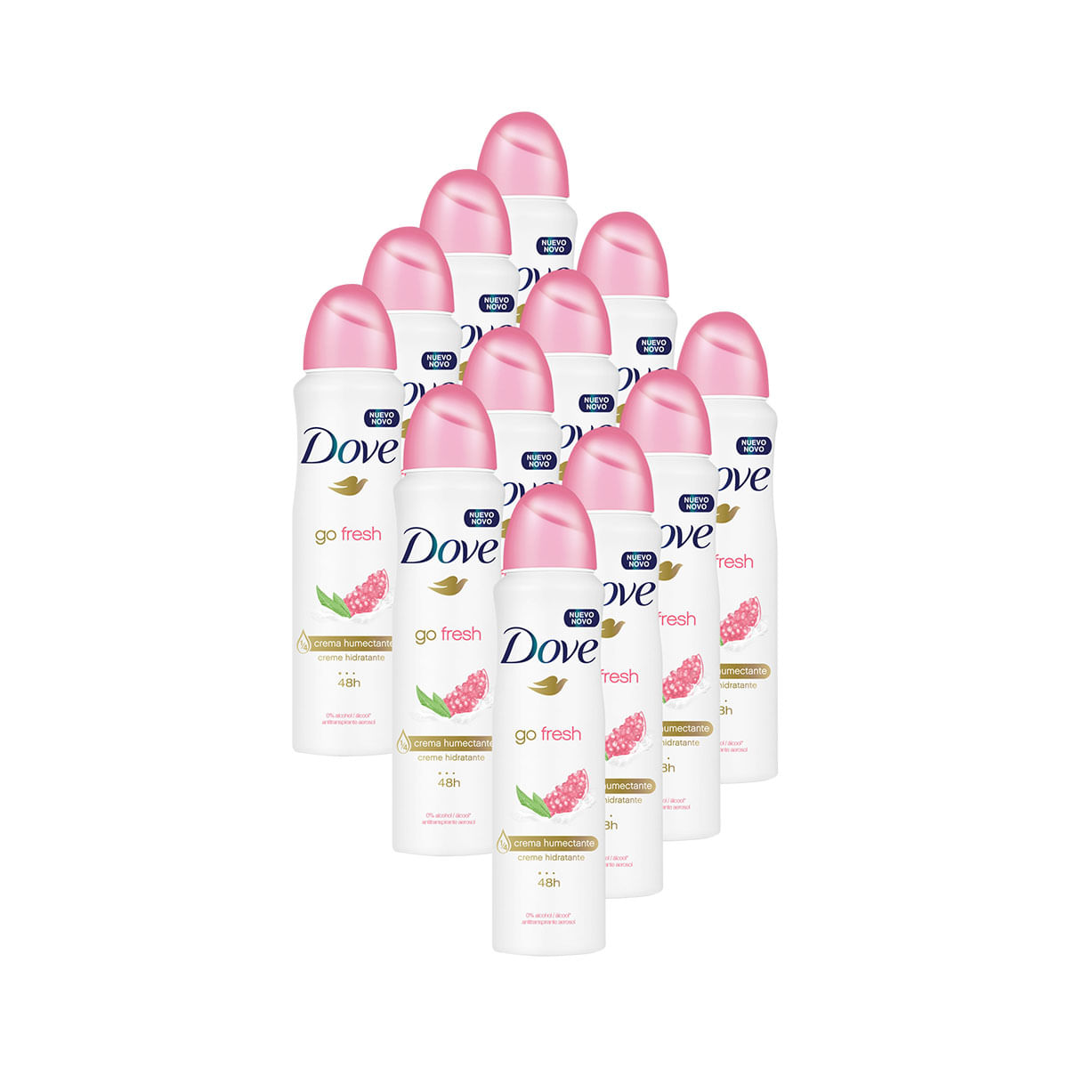 Kit com 12 Desodorantes Aerosol Dove Romã e Verbena Feminino 89g cada