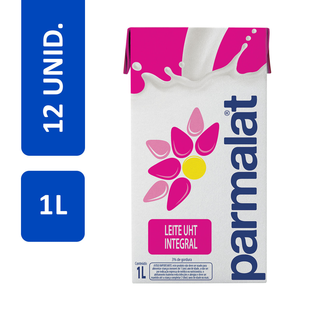 Leite Integral UHT Tipo A Parmalat 1 Litro - 12 Unidades