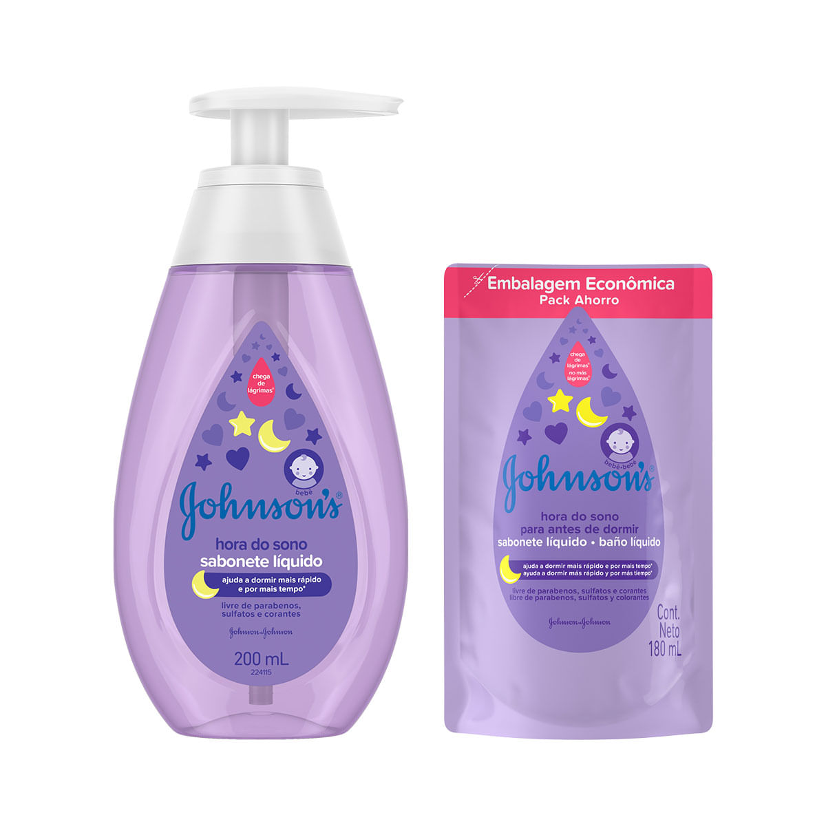 Sabonete Líquido Johnsons Hora do Sono 200ml + Refil Hora do Sono 180ml