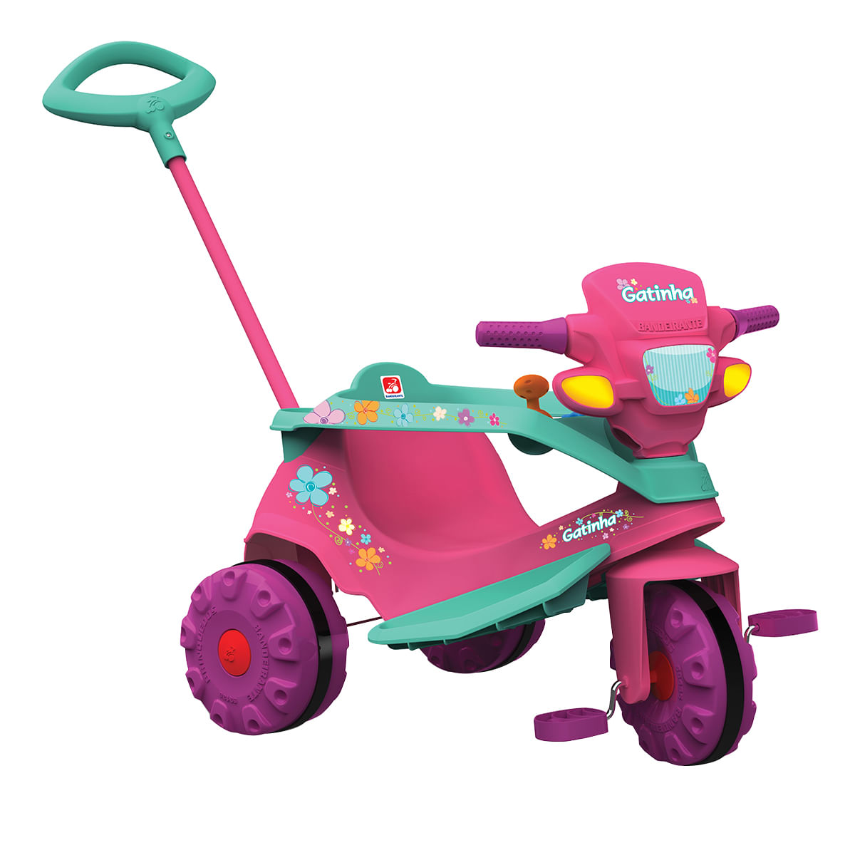 Triciclo Infantil Mototico com Empurrador - Rosa