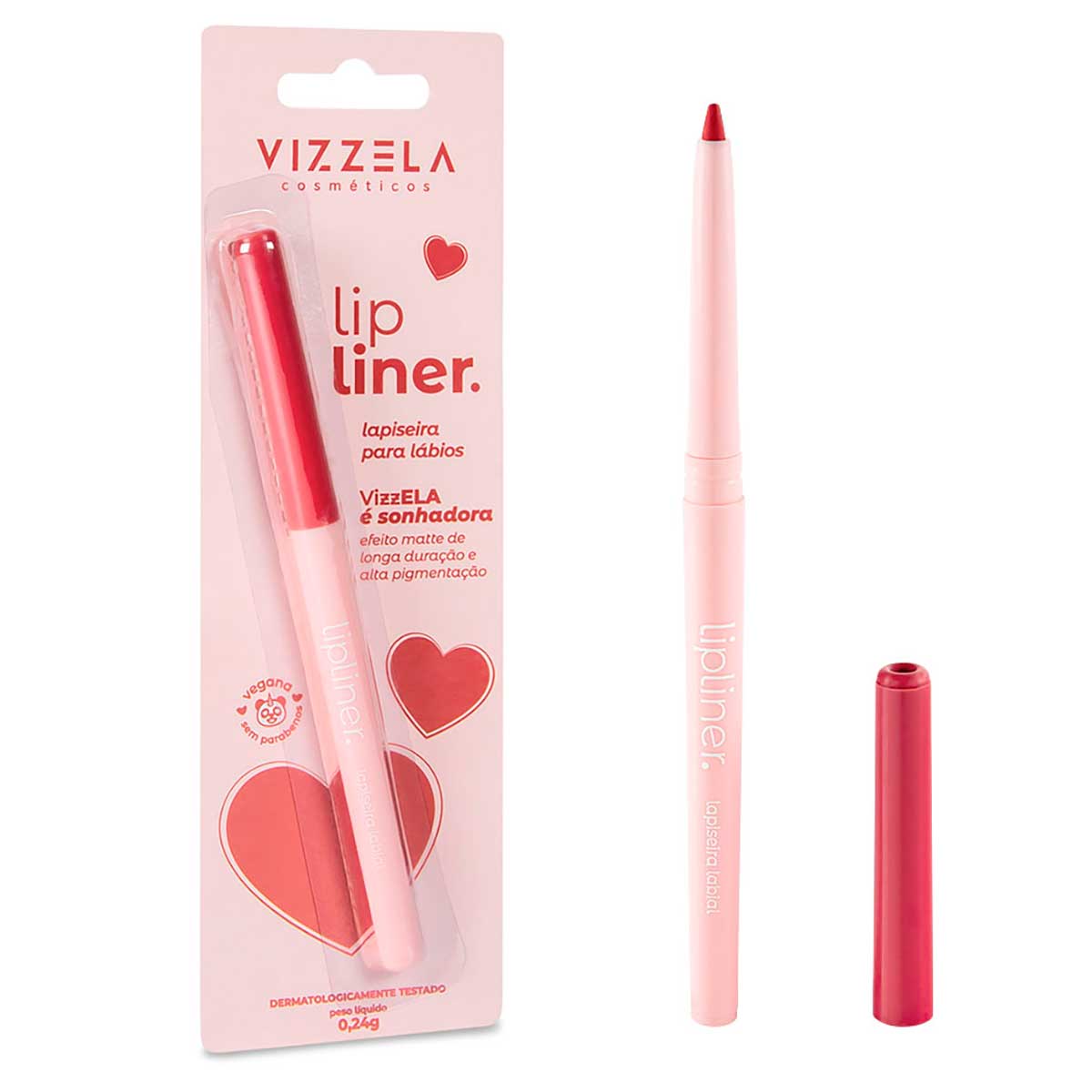 Lápis Labial Retrátil Vizzela Cosméticos Lip Liner Sonhadora Pêssego