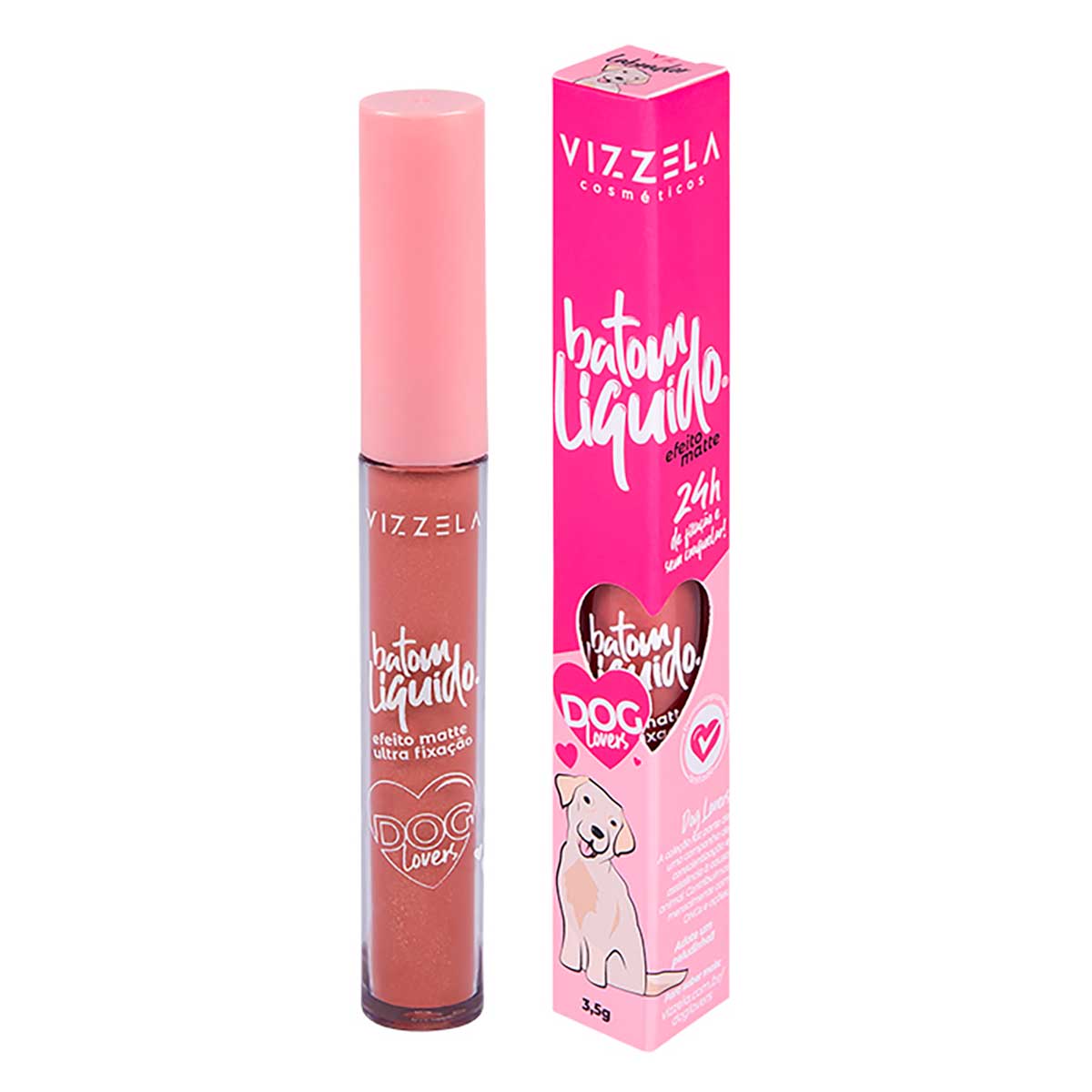 Batom Líquido Vizzela Cosméticos Matte Labrador 24 Horas Dog Lovers Longa Duração 3,5g