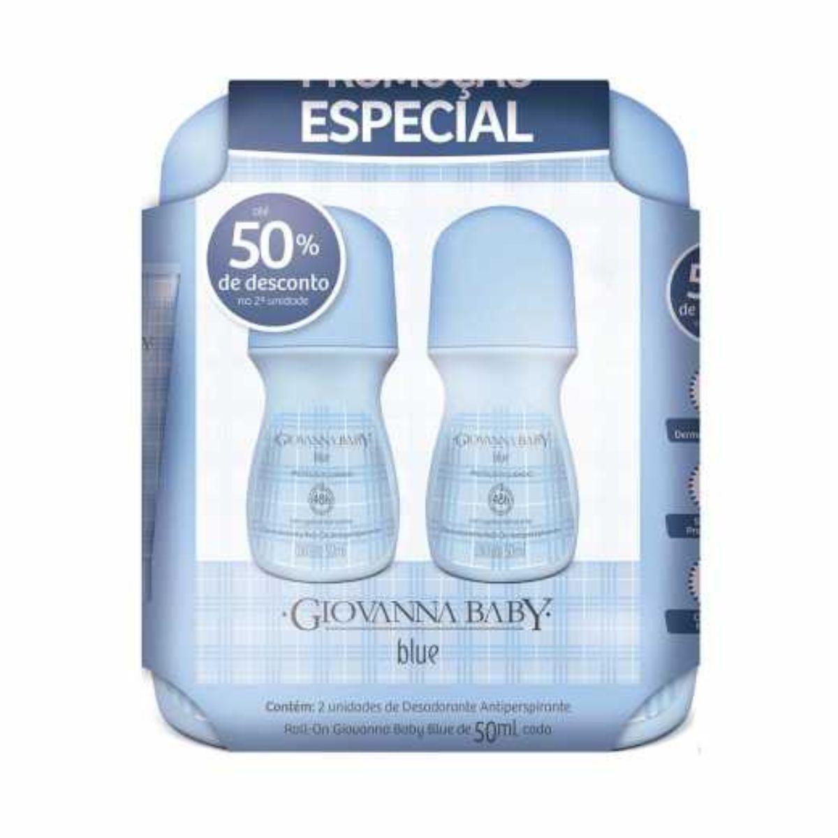 2 Desodorante Roll On Giovanna Baby Blue 50 ml