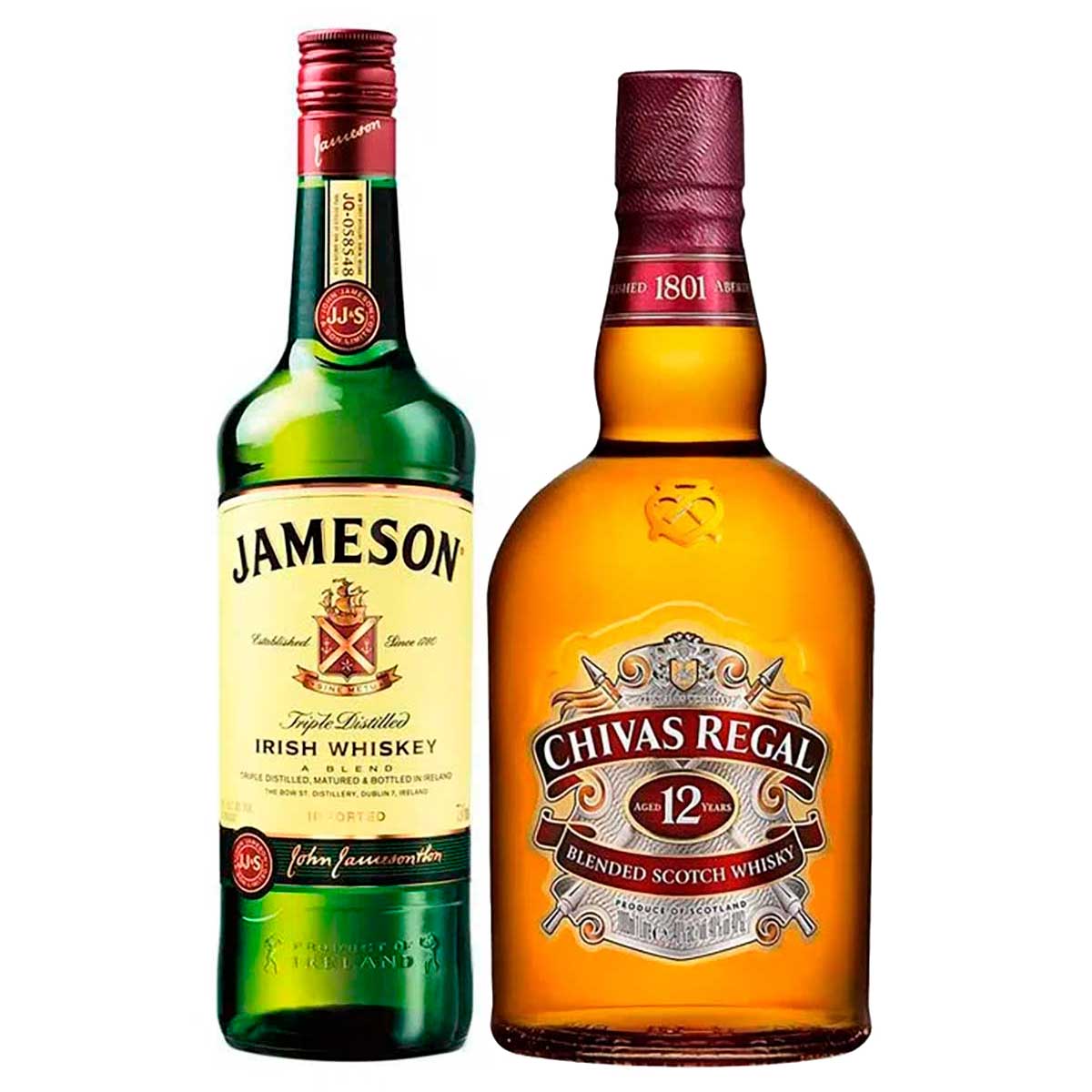 Kit Whisky Irlandês Jameson 750ml + Whisky Escocês Chivas Regal 12 anos 1litro