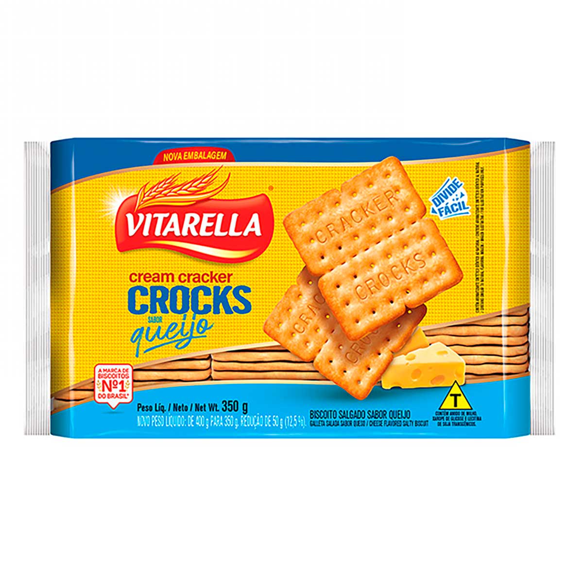 Biscoito Cream Cracker Queijo Vitarella Crocks 350g