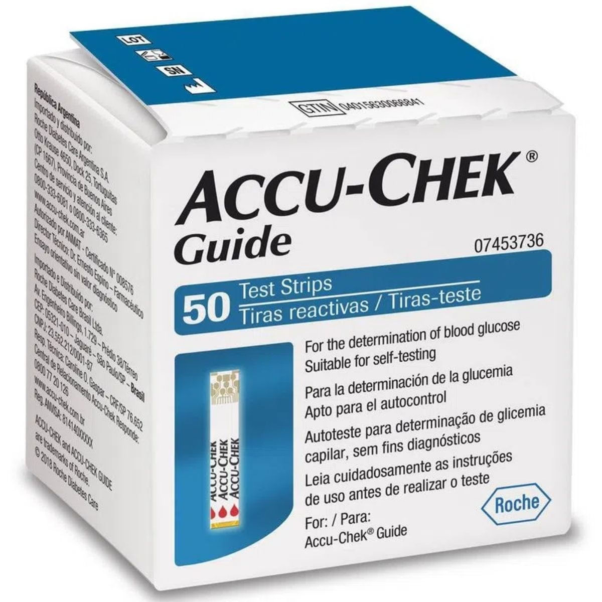 Teste de Glicemia Accu-chek Guide Com 50 Tiras Reagentes