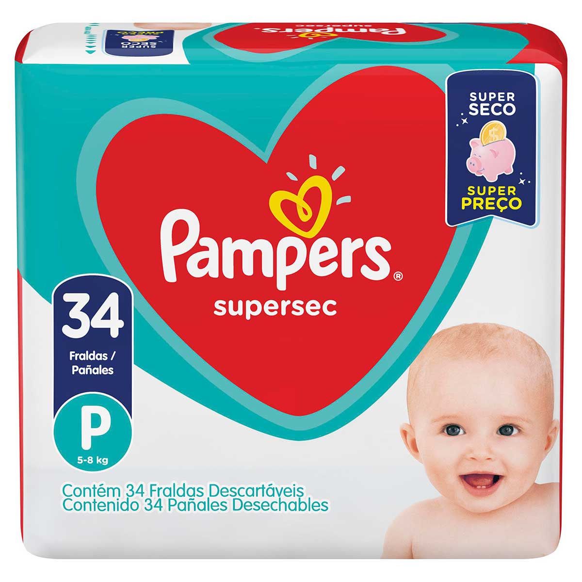 Fraldas Pampers Supersec P 34 Unidades