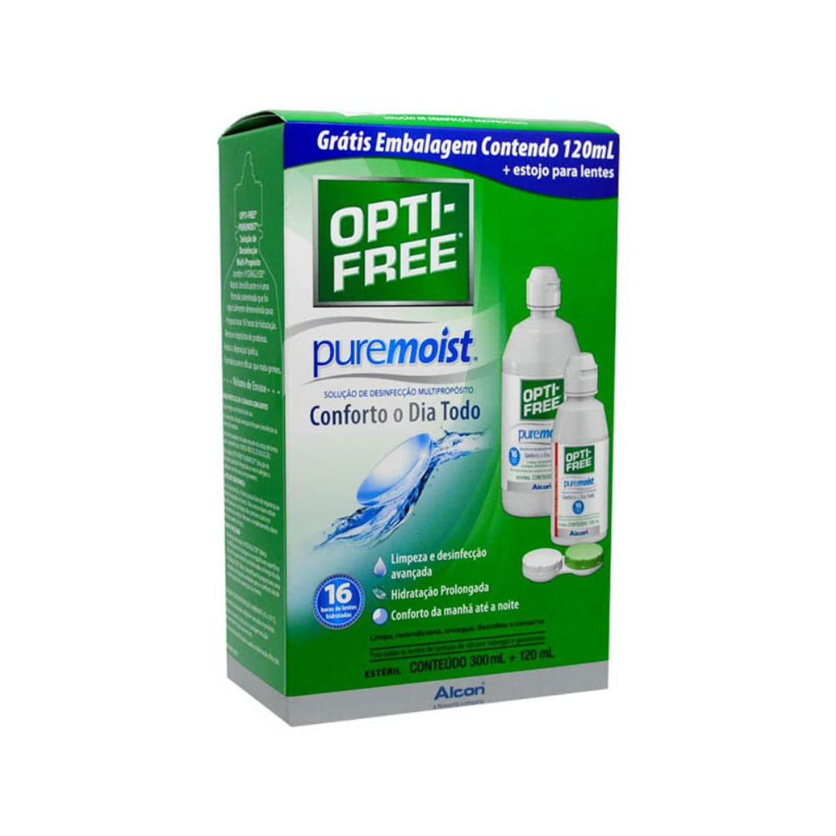 Solução para Lentes Opti-Free Puremoist  300ml Grátis 120ml e Estojo