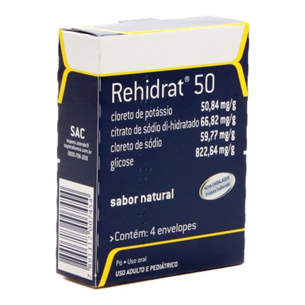 Rehidrat 50 pó Sabor Natural com 4 Envelopes