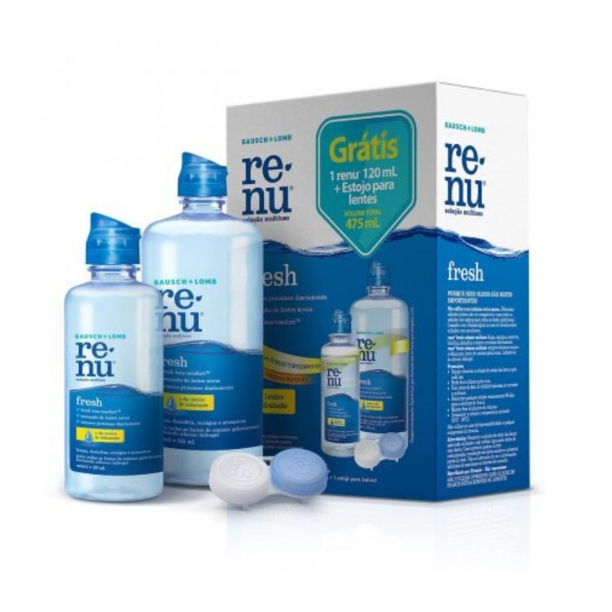 Kit Renu Fresh com 1 Solução Oftálmica de 355ml + 1 Solução Oftálmica de 120ml + 1 Estojo para Lentes de Contato