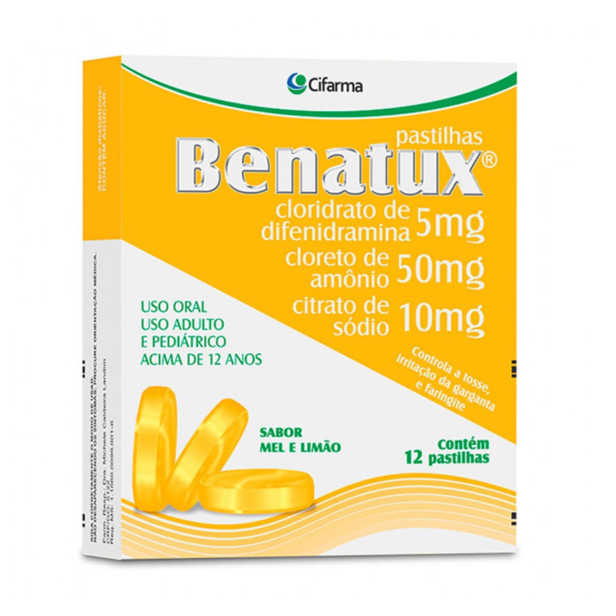 Pastilha Antigripal Mel e Limão Benatux 12un