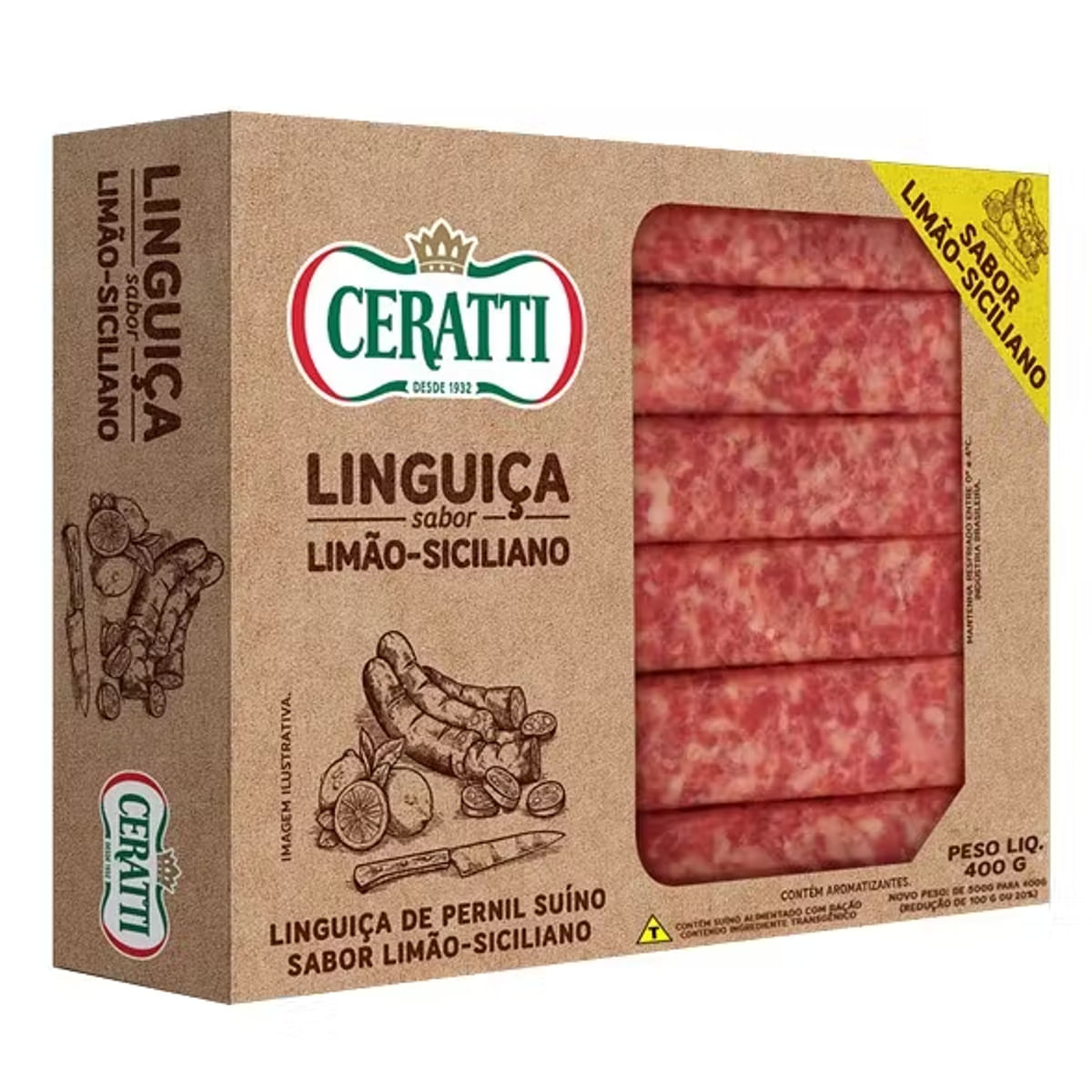 Ceratti Linguiça Sabor Limão Siciliano 400g