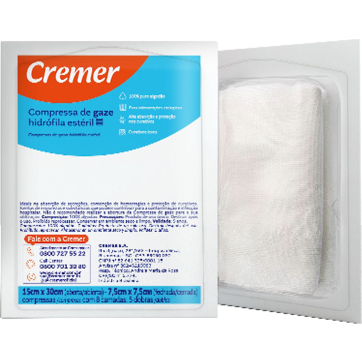 Compressa de Gaze Cremer Com 5 unidades