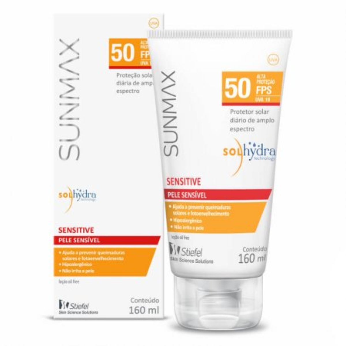 Protetor Solar Sunmax Sensitive FPS 50 Corporal Pele Sensível Com 160ml