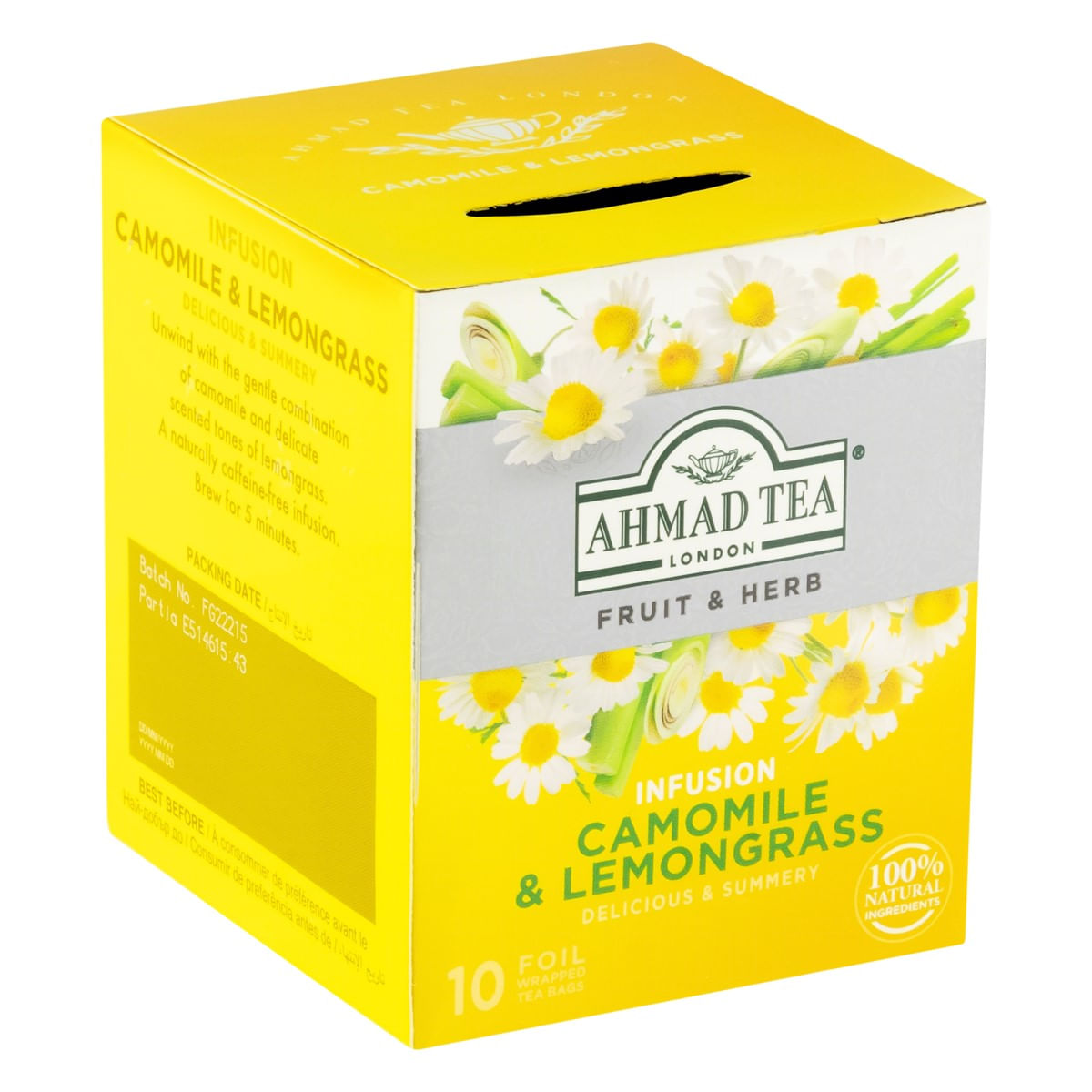 Chá de Camomila e Capim-Limão Ahmad Tea London Fruit & Herb Caixa com 10 Sachês