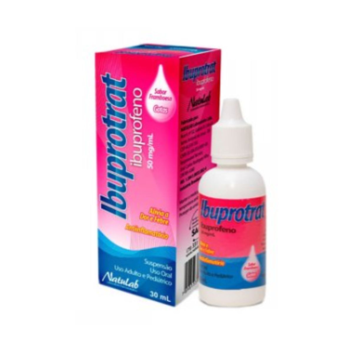 Ibuprotrat Ibuprofeno 50 mg/ml Suspensão Oral Sabor Framboesa com 30 ml