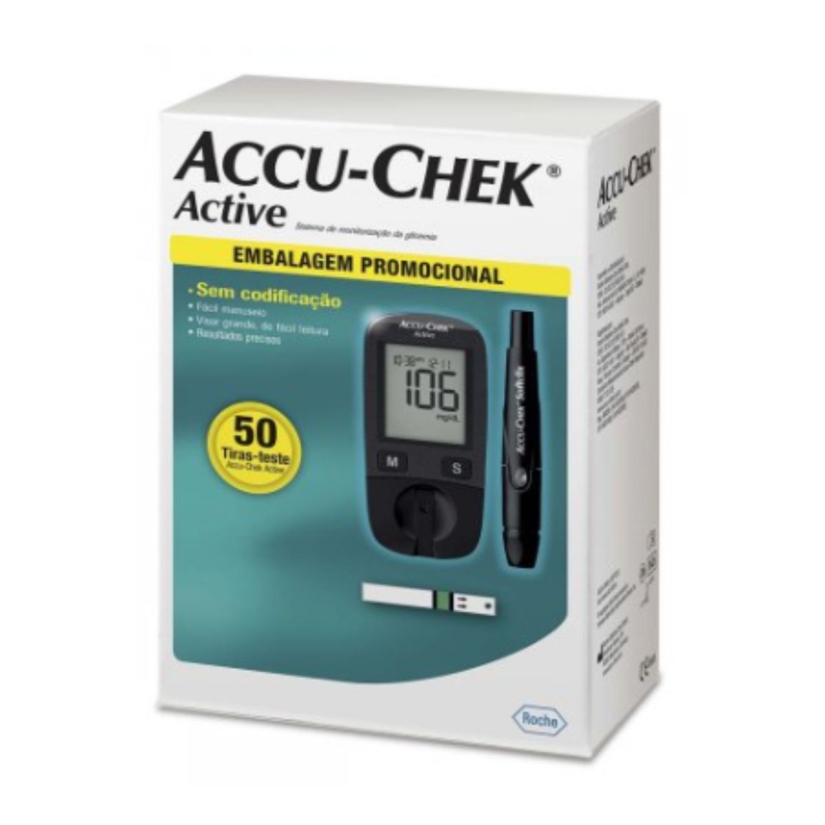 Kit para Controle de Glicemia Accu Chek Active + 50 Tiras