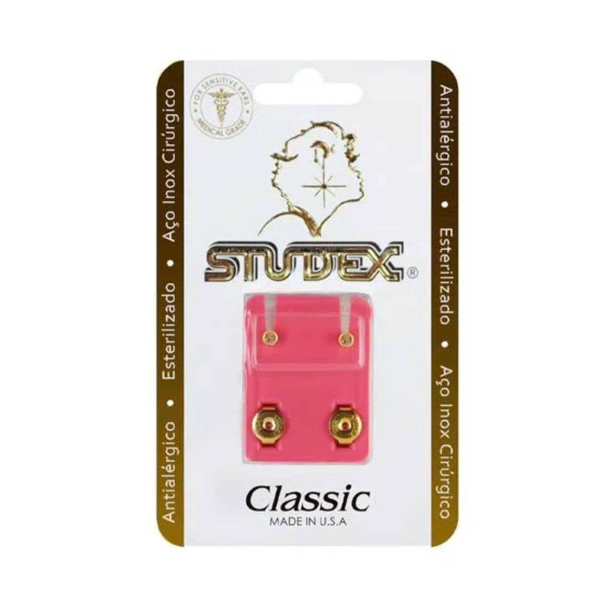 Brinco Classic Bezel Cristal Mini Dour Studex Par
