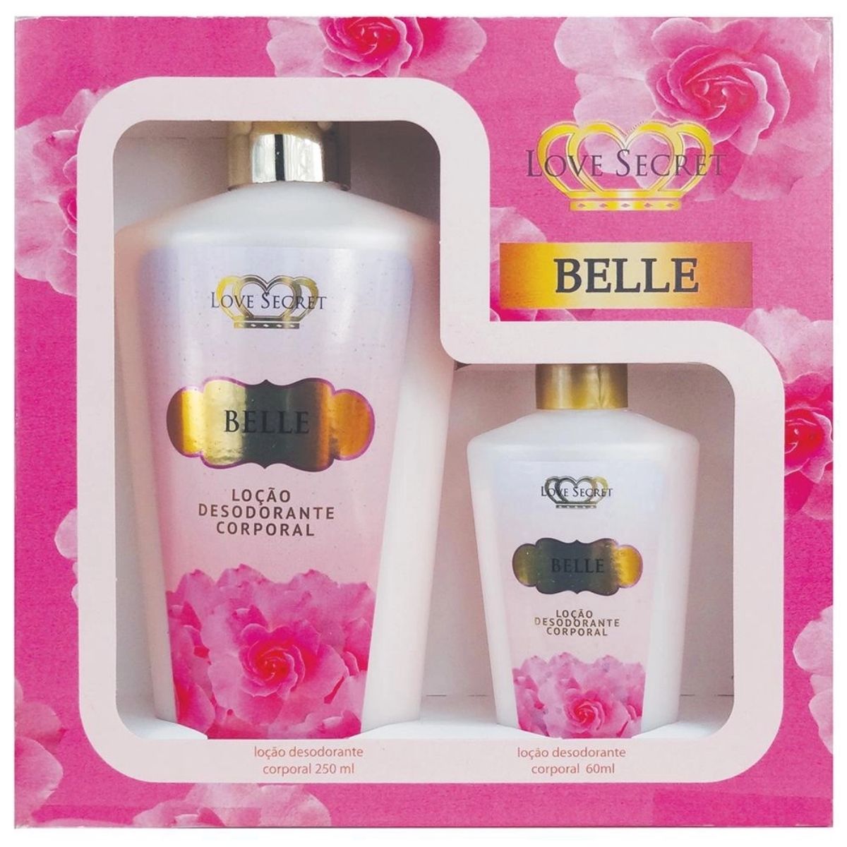 Kit Belle Loção Desodorante Corporal Belle 250 ml + Mini Loção 60 ml Love Secret