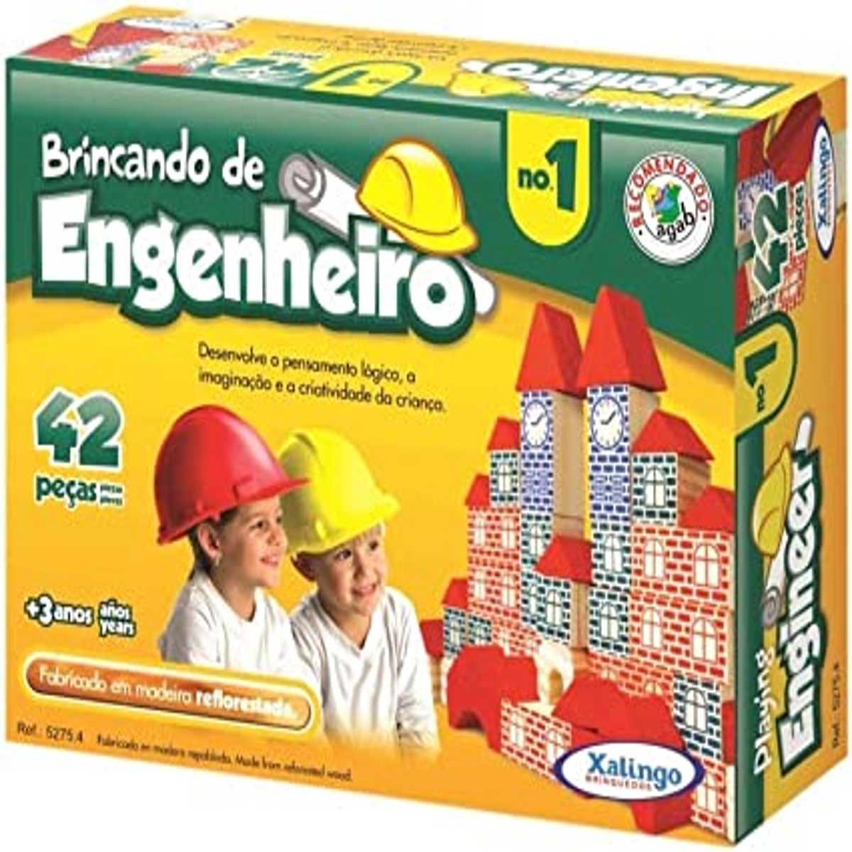 Blocos De Montar Brincando de Engenheiro 60 Peças Blocos de