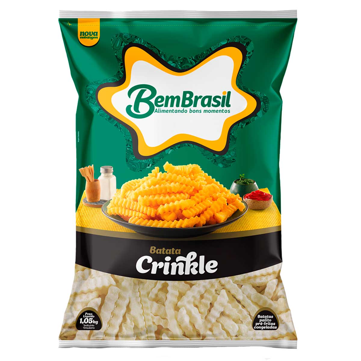 Batata Pré-Frita Crinkle Congelada Bem Brasil 1,05Kg