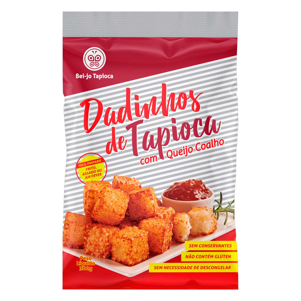 Dadinho de Tapioca Congelado com Queijo Coalho Bei-jo Tapioca Pacote 300 g