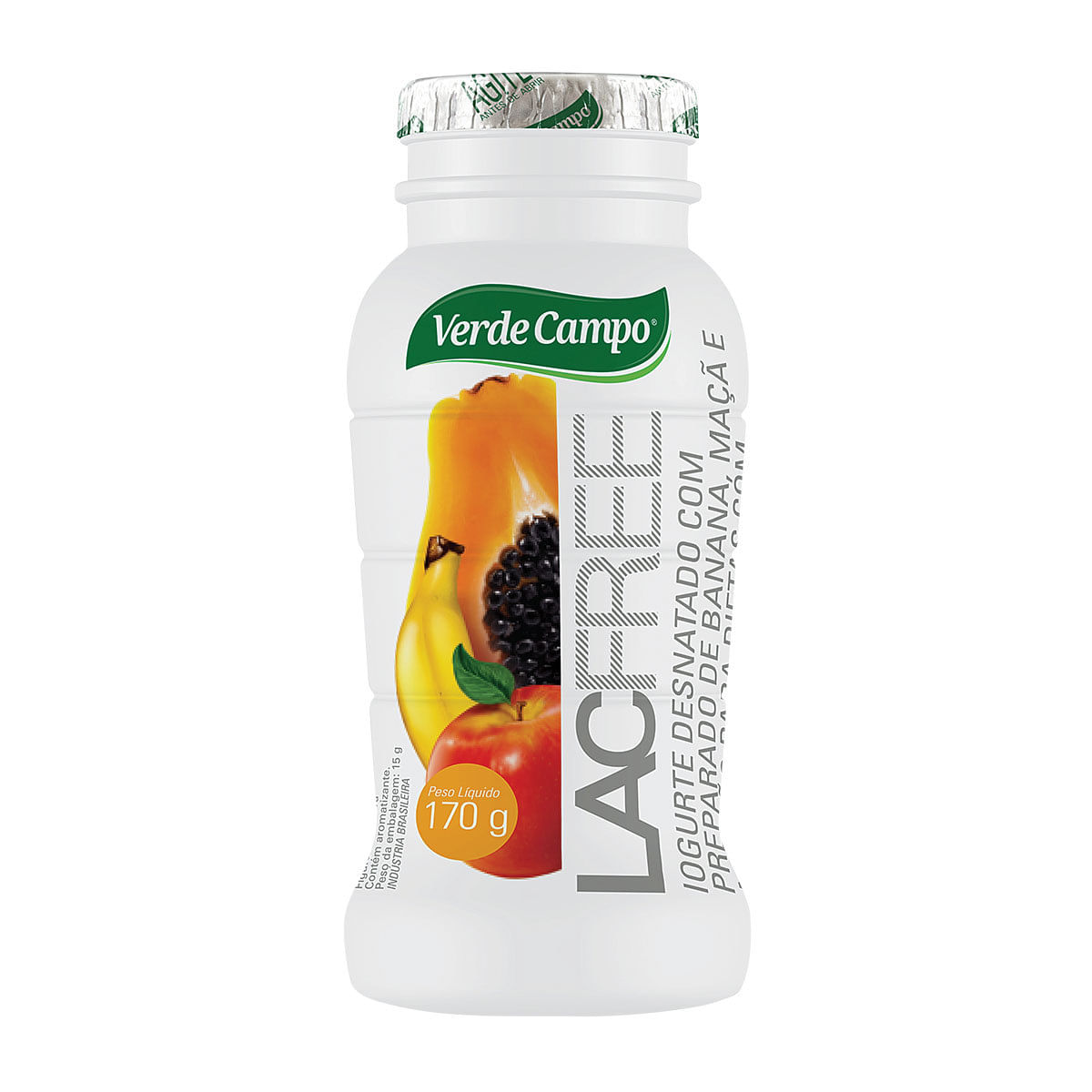 Iogurte Desnatado Verde Campo Lacfree Banana, Maçã e Mamão 170 g