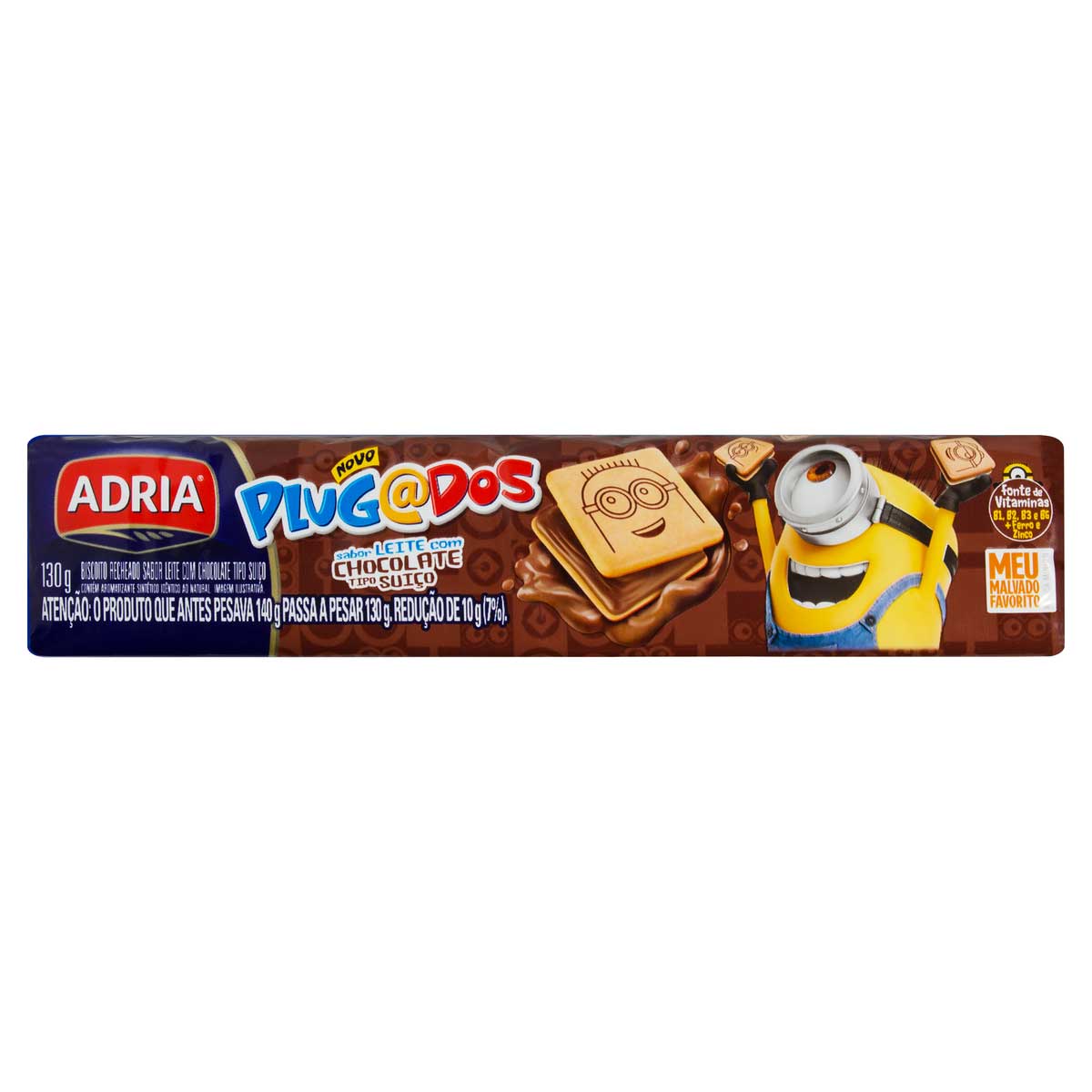 Biscoito Leite Recheio Chocolate Suíço Meu Malvado Favorito Adria Plugados 130g